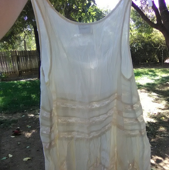 Free People voile and lace trapeze slip ivory tea - Picture 4 of 7